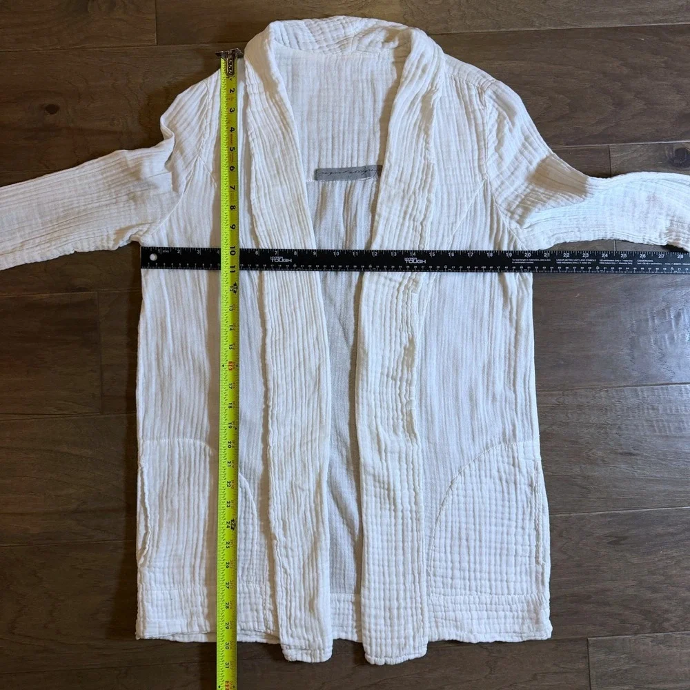 Raquel Allegra White Cotton Gauze Open Front Cardigan Jacket Blazer‎ Size 2 USA - Picture 4 of 6